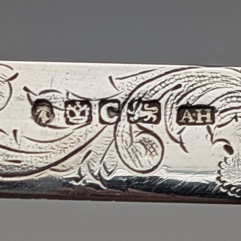 1846 年英國古董白色珍珠手柄純銀雕刻刀片筆刀亞倫哈德菲爾德